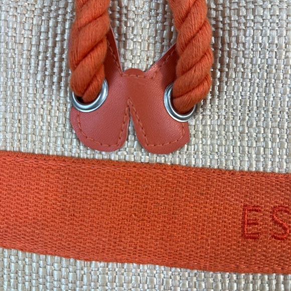 Escada Ivory Tote with Orange Trim and Handles - Picture 4 of 15